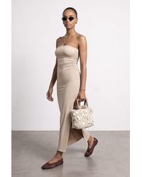 Dilvin - Strapless Bodycon Maxi Dress With Slit - Lyst
