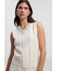 Karen Millen - Embellished Hotfix V Neck Knit Tank - Lyst