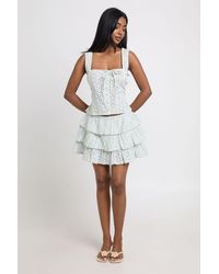 Boohoo - Broderie Ruffle Mini Skirt - Lyst