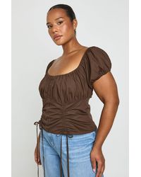 Boohoo - Plus Button Down Puff Sleeve Top - Lyst