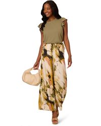 Adrianna Papell - Satin Pull On Wide Leg Elastic Waist Trouser - Lyst