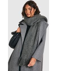 Boohoo - Knitted Fringe Scarf - Lyst