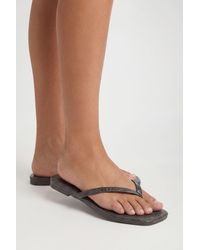 Boohoo - Square Toe Croc Flip Flops - Lyst