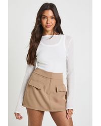 Boohoo - Marl Pocket Detail Tailored Skort - Lyst