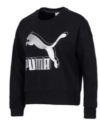 PUMA - Classics Logo Metallic Crew Sweatshirt 597405 71 Cotton - Lyst