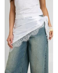 Boohoo - Satin Lace Trim Scarf - Lyst