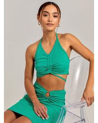 Pink Vanilla - Ruched Ribbed Crop Top - Lyst