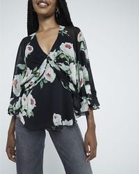 River Island - Ruffled Top Floral Long Sleeve - Lyst