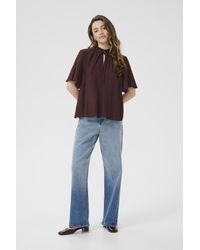 Kaffe - Blouse Met Korte Mouwen Kalianna Loose Fit - Lyst