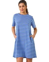 Roman - Stripe Stretch T-Shirt Dress - Lyst