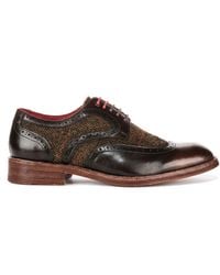 Justin Reess - Bruine Leren Tweed Brogue Schoenen Voor Mannen - Lyst