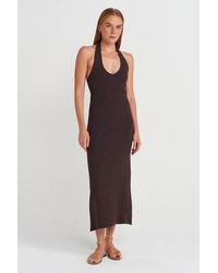 Dilvin - Halter Neck Bodycon Midi Dress - Lyst
