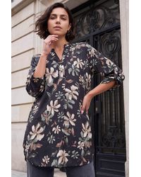 Roman - Floral Print Buttoned Longline Top - Lyst