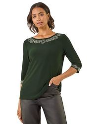 Roman - Embellished Stretch Tunic Top - Lyst