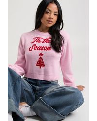 Boohoo - Tis The Season Cropped Christmas Jumper - Lyst