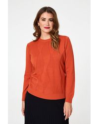 Izabel London - Textured Long Sleeve Slim Knit Jumper - Lyst