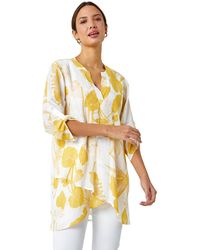 Roman - Palm Print Wrap Hem Tunic Top - Lyst