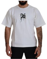 Dolce & Gabbana - Graffiti-logoprint Met T-shirt Met Rubbereffect In Wit - Lyst