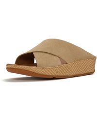 Fitflop - Lulu Lux Graphic-Weave Suede Cappuccino Sandals - Lyst