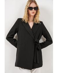 Bigdart - Long Tie Closure Shawl Collar Blazer - Lyst