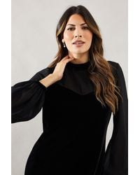 Wallis - Occasion Velvet Chiffon Sleeve Shift Dress - Lyst