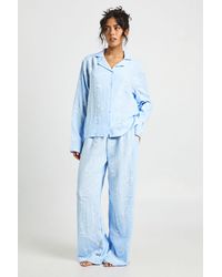 Boohoo - Breakfast Print Textured Long Sleeve Shirt & Trouser Pyjama 3 Piece Set - Lyst