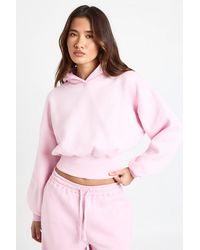 Boohoo - Deep Waist Shorter Length Hoodie - Lyst