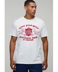 BoohooMAN - Regular Lone Star Beer License Print T-Shirt - Lyst