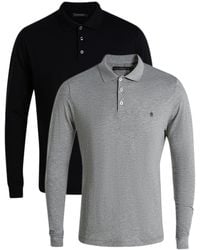 French Connection - 2 Pack Cotton Long Sleeve Polo Shirts - Lyst