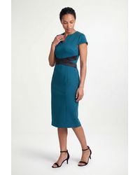 Wallis - Petite Scuba Crepe Wrap Waist Midi Dress - Lyst
