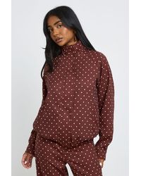 Boohoo - Polka Dot Funnel Neck Jacket - Lyst