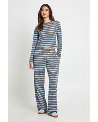Boohoo - Striped Cotton Long Sleeve Top And Trouser Co Ord - Lyst