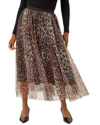 Roman - Animal Print Mesh Layered Skirt - Lyst