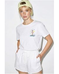 Bianco Lucci - Geborduurd Korte Mouw Katoenen T-Shirt - Lyst