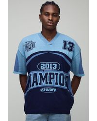 BoohooMAN - Varsity Jacquard Knitted Hockey Sports Top - Lyst
