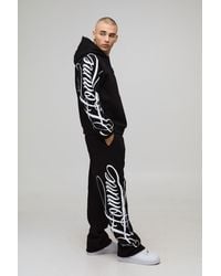 BoohooMAN - Oversized Boxy Homme Script Hoodie And Relaxed Split Hem Jogger Tracksuit - Lyst