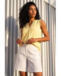 Roman - Sleeveless V-Neck Lace Trim Cotton Top - Lyst