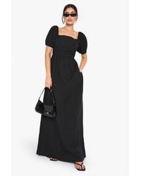 Boohoo - Tall Linen Puff Sleeve Maxi Dress - Lyst