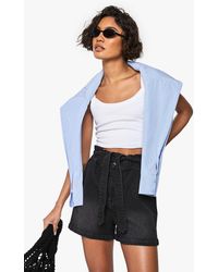 Boohoo - Tall Paper Bag Waist Denim Short - Lyst