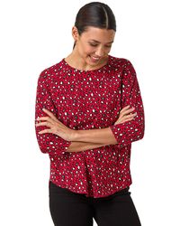 Roman - Animal Print Raglan Sleeve Stretch Top - Lyst