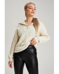 Urban Bliss - Oatmeal Cable Half Zip Jumper - Lyst