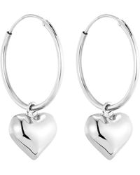 SEOL + GOLD - Sterling Puffy Heart Hoops - Lyst
