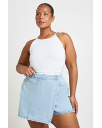 Boohoo - Plus Wrap Front Skort - Lyst