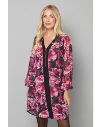 Wallis - Petite Floral Zip Front Shift Dress - Lyst