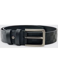 BoohooMAN - Pu Embossed Check Textured Belt - Lyst