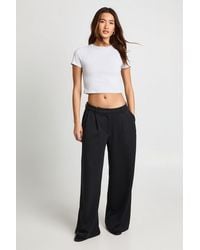 Boohoo - Interlock Front Pleat Wide Leg Jogger - Lyst