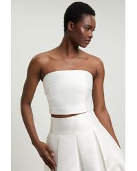 Karen Millen - Satin Twill Woven Bandeau Top - Lyst