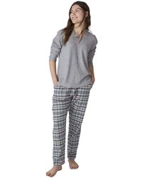 J&j Brothers - Jjbfp1501 Long-Sleeved V-Neck Pajamas - Lyst