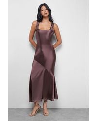 Warehouse Satin Halter Neck Backless Slip Dress in Red | Lyst UK