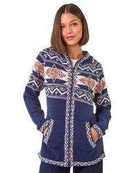 Roman - Jacquard Zip Through Knit Cardigan - Lyst